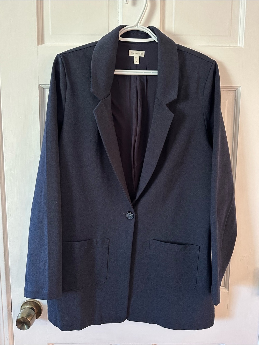 Garnet Hill Navy Blazer Wool Blend Size 8
